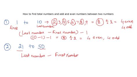How To Find Total Numbers And Odd And Even Numbers Between Two Numbers
