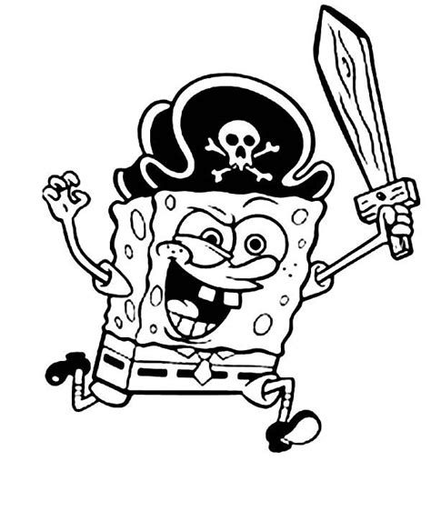 Spongebob Acting As A Pirate Coloring Page Kids Play Color Pirate