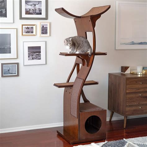 Buy The Refined Feline 69 Inch Tall Mahogany Brown Lotus Cat Tower