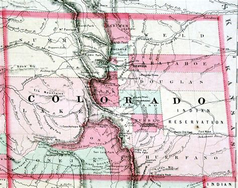 C 1865 Map Of The Us Southwest Johnson M 11324 24000 Antique