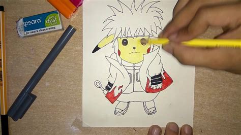Pencil Colour Drawing Of Pikachu In Ninja Mode Youtube