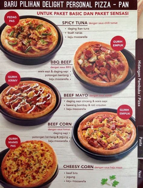 '30 minutes or free' promise is eligible till the first barrier in case certain menu items are not listed in the menu page, that restaurant is not serving those items. Pizza Hut Menu, Menu for Pizza Hut, Cihampelas, Bandung ...