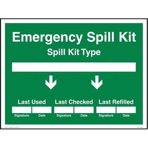 Emergency Spill Kit Sign Poly 600x450 Sign2306 Cos Complete