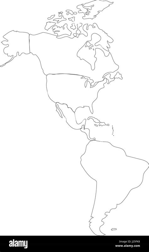 Línea De Contorno Vectorial Mapa De América Del Norte Y Del Sur En