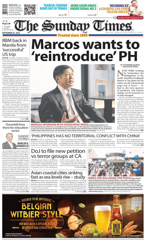 The Manila Times Front Page September 25 2022 The Manila Times