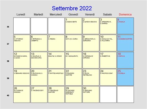 Calendario Settembre 2022 Con Festività E Fasi Lunari