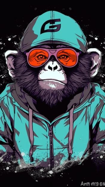 Premium Photo A Monkey Wearing A Hoodie And Sunglasses Sits In A