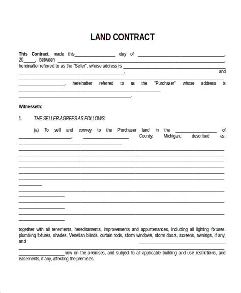 Free Printable Land Contract Forms Printable Forms Free Online