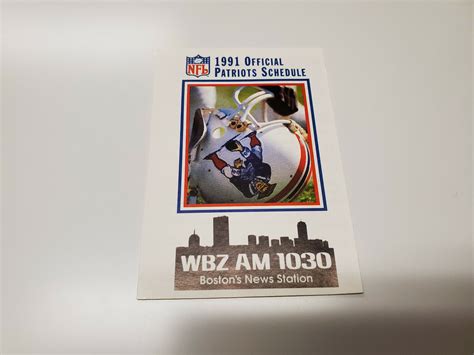 Rs20 New England Patriots 1991 Nfl Football Pocket Schedule Wbz Ebay
