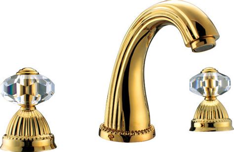 Gold Clour 8 Inch Widespread Bathroom Lavatory Sink Faucet Crystal Handles Tap Kitchen Faucets