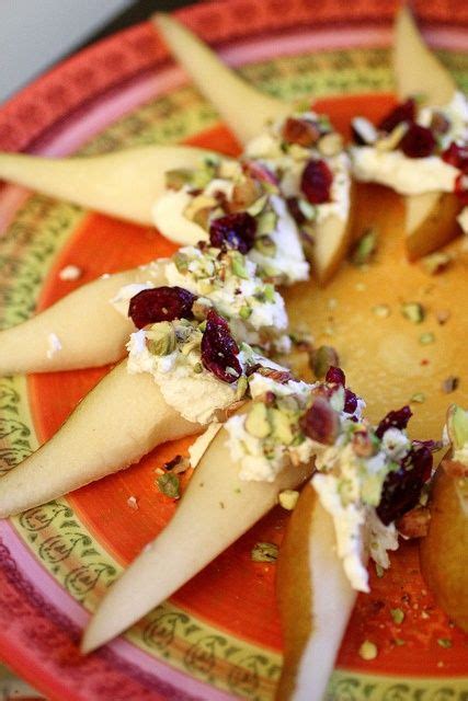 Easy Appetizer Pear Slices With Goat Cheese Craisins