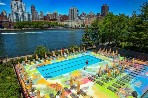 manhattan park s annual pop up pool party gets new art that imagines a bright and sustainable