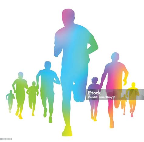 Marathon Runners In The City Park Stock Illustration Download Image