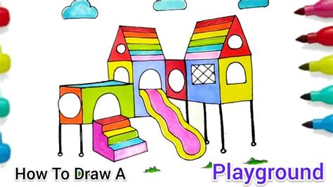 How To Draw A Playground Playground Slide Step By Step Cartooning