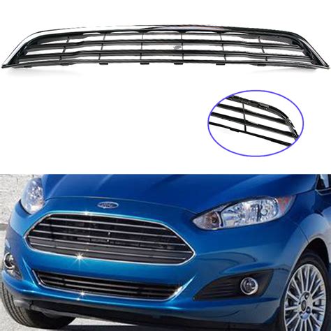 Front Bumper Lower Center Grill Grille Chrome Black For Ford Fiesta