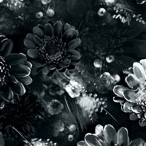 Moonlight Meadow Black Wallpaper Floral Wallpaper Black Wallpaper