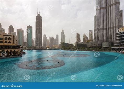 Dubai Lakes Waterfront And Burj Khalifa Editorial Image Image Of