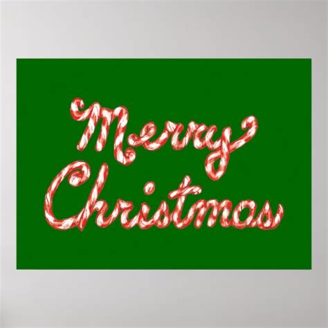 Candy Cane Striped Merry Christmas Poster Zazzle