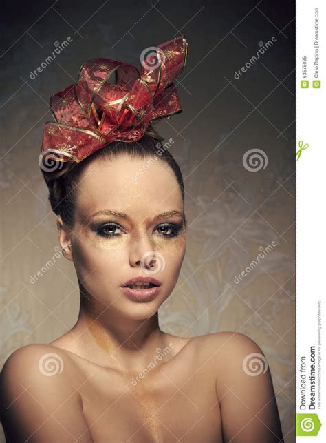 sensual girl with christmas make up stock image image of golden beautiful 63575035