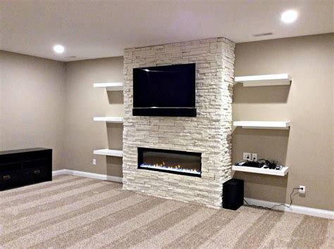 Beautiful Basement Finish Living Room Decor Fireplace Fireplace