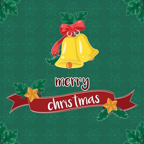 Merry Christmas Cards With Bell Decorations And Leaves 7873944 Vector