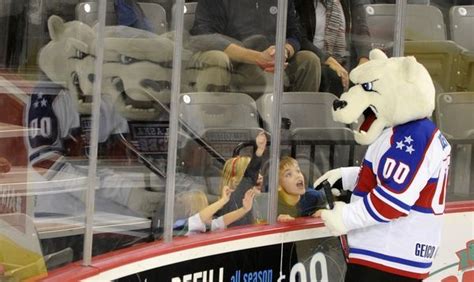 Boomer The Alaska Aces Mascot Interacts With Young Fans Before The