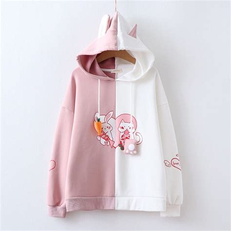 Kawaii Rabbit Hearts Harajuku Hoodie Kawaii Wish Kawaii Clothes