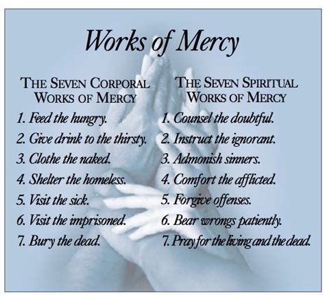 Holy Year Of Mercy Works Of Mercy Acts Of Love And Service Adult