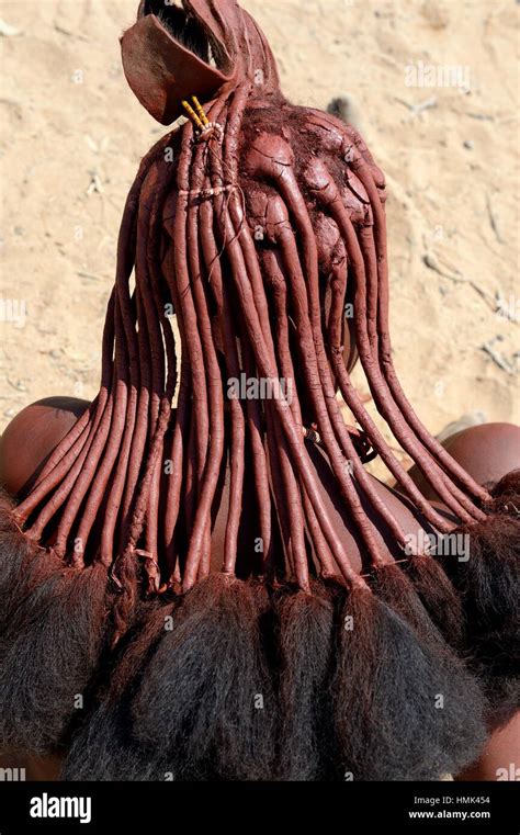 Himba Woman Hairstyle Marienfluss Valley Kaokoland Namibia Stock