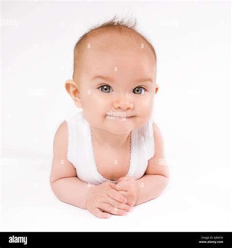 Cute Funny Baby On White Background Stock Photo Alamy