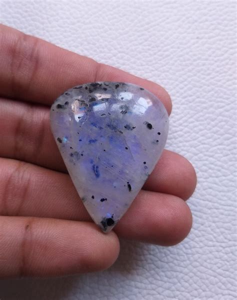 Rainbow Moonstone Cabochon 75 Ct Natural Black Rainbow Etsy