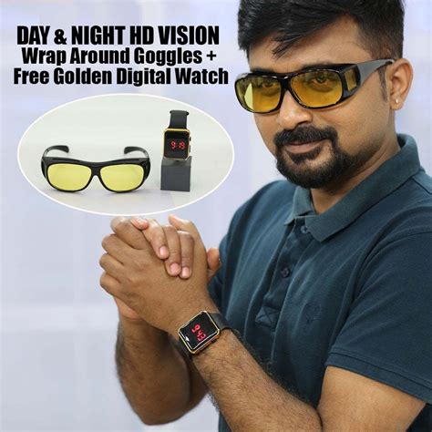 Buy Day And Night Hd Vision Wrap Around Goggles Free Golden Digital