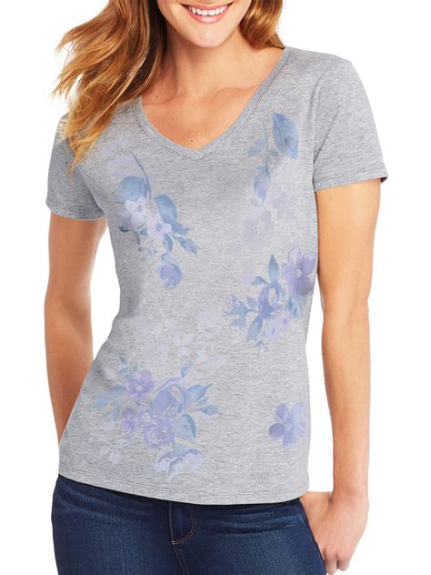 Hanes Women S Short Sleeve V Neck Graphic T Shirt Walmart Com