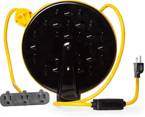 40 Ft Retractable Extension Cord Reel 123 Sjtw Heavy Duty Yellow Cable