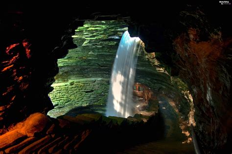 Waterfall Cave Beautiful Views Wallpapers 2560x1700