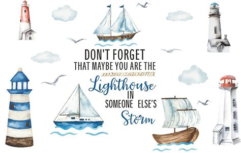 Lighthouse Boats Nautical Inspirational Quotes Wall Decal Dont Forget
