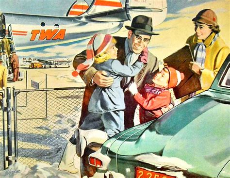 1940s twa trans world airlines airport airplane vintage advertisement illustration a photo on