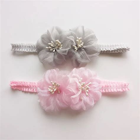 1 Pcs New Design Two Flowers Baby Hairbands Children Headbands Elastic