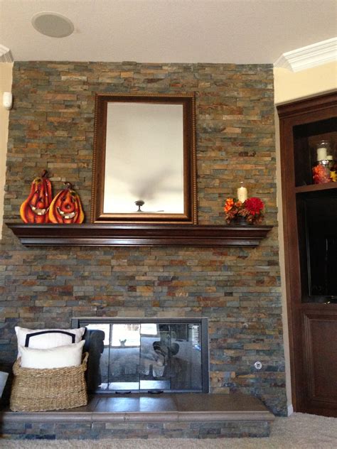 Fall Stacked Stone Fireplace Stacked Stone Fireplaces Reface
