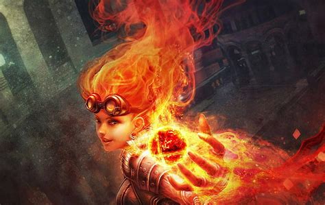 1366x768px 720p Free Download Chandra Fire Fantasy Girl Orange