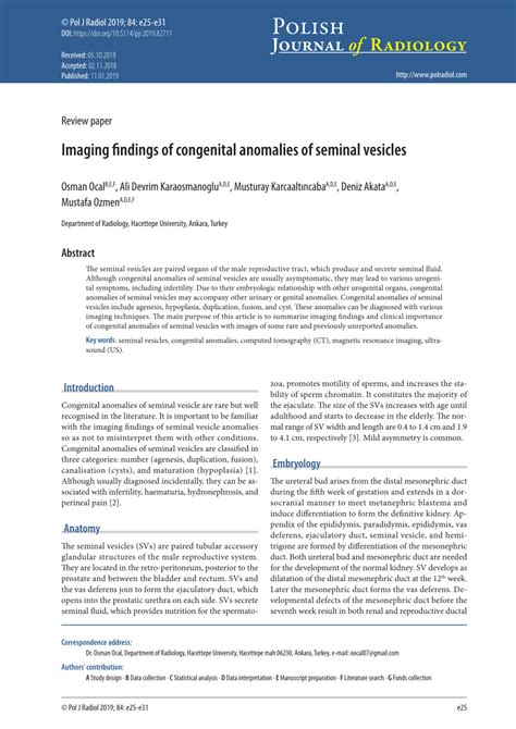 Pdf Imaging Findings Of Congenital Anomalies Of Seminal Vesicles