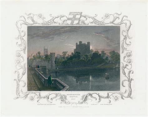 Old And Antique Prints And Maps Kent Rochester Castle 1830 Kent