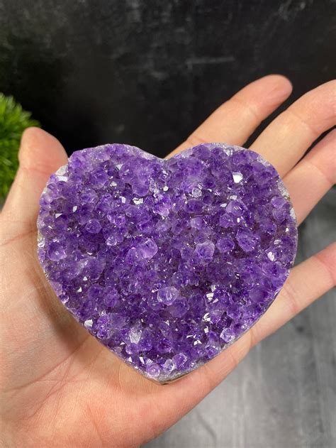 Amethyst Crystal Heart Shaped Amethyst Cluster Purple Amethyst Etsy