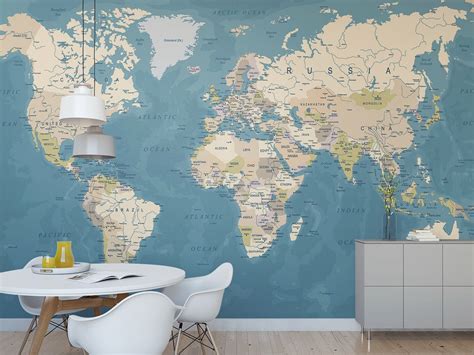 World Classic Wall Map Mural The Tasmanian Map Centre Riset