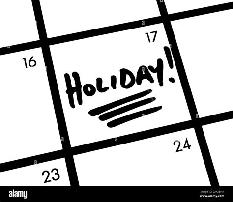Close Up Of A Holiday Calendar Entry Stock Photo Alamy