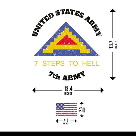 Us Army 7th Army 7 Steps To Hell Short Sleeve White Polyester T Shirt