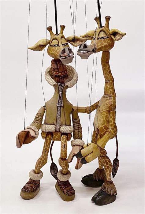 Giraffe The Explorer Wooden Art Marionette From Zoo Sapiens Etsy