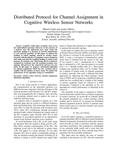 Pdf Distributed Protocol For Channel Assignment In Cognitive Wireless