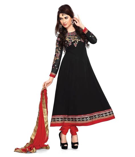 Desi Girl Black Georgette Unstitched Dress Material Buy Desi Girl