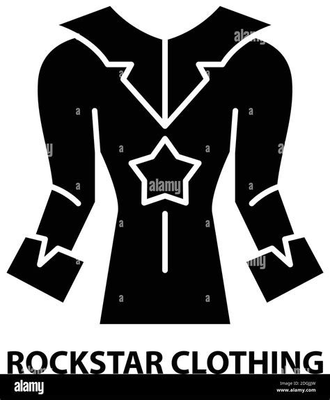 Rockstar Clothing Icon Black Vector Sign With Editable Strokes Concept Illustration Stock